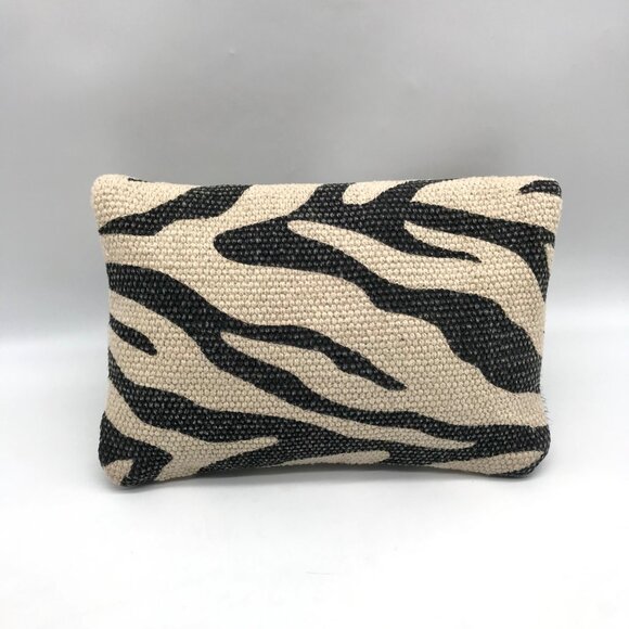 Bhrayna Zebra Design Fold Over Cotton & Leather Clutch - Picture 2 of 10